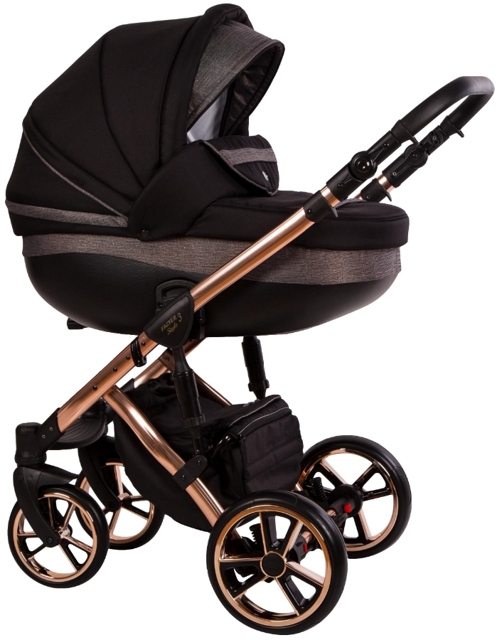 Kinderachtig Spotlijster traagheid Baby Merc Faster 3 Black/Rose Gold LTD Kinderwagen incl. Autostoel L189