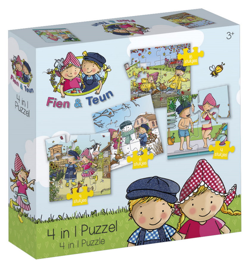 heks bank referentie Bambolino Toys Fien en Teun 4-in-1 Kartonnen Puzzelset | MamaLoes